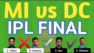 MI vs DC Dream11 Team ! MI vs DC Dream11 ! MI vs DC ! Mi Dc ! Dream11 ! IPL ! Mi vs DC Final !