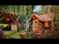 Big house made of logs in the forest. Start to finish