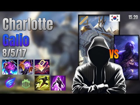 Charlotte Mid Galio vs Ryze lol KR solo rank Full Game 15.20 | charlotte 갈리오 vs 라이즈