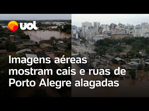 Chuvas no RS: Imagens aéreas de Porto Alegre mostram inundação no Cais Mauá e em Ilha Pintada
