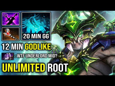 UNLIMITED ROOT 12Min Godlike First ITEM Atos Underlord | EZ Mid 20 Min GG 7.30c Top 10K MMR Dota 2