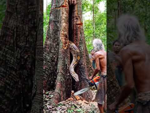 Tree Looked Normal Until It Split Open #treecutting #chainsaw #woodworking