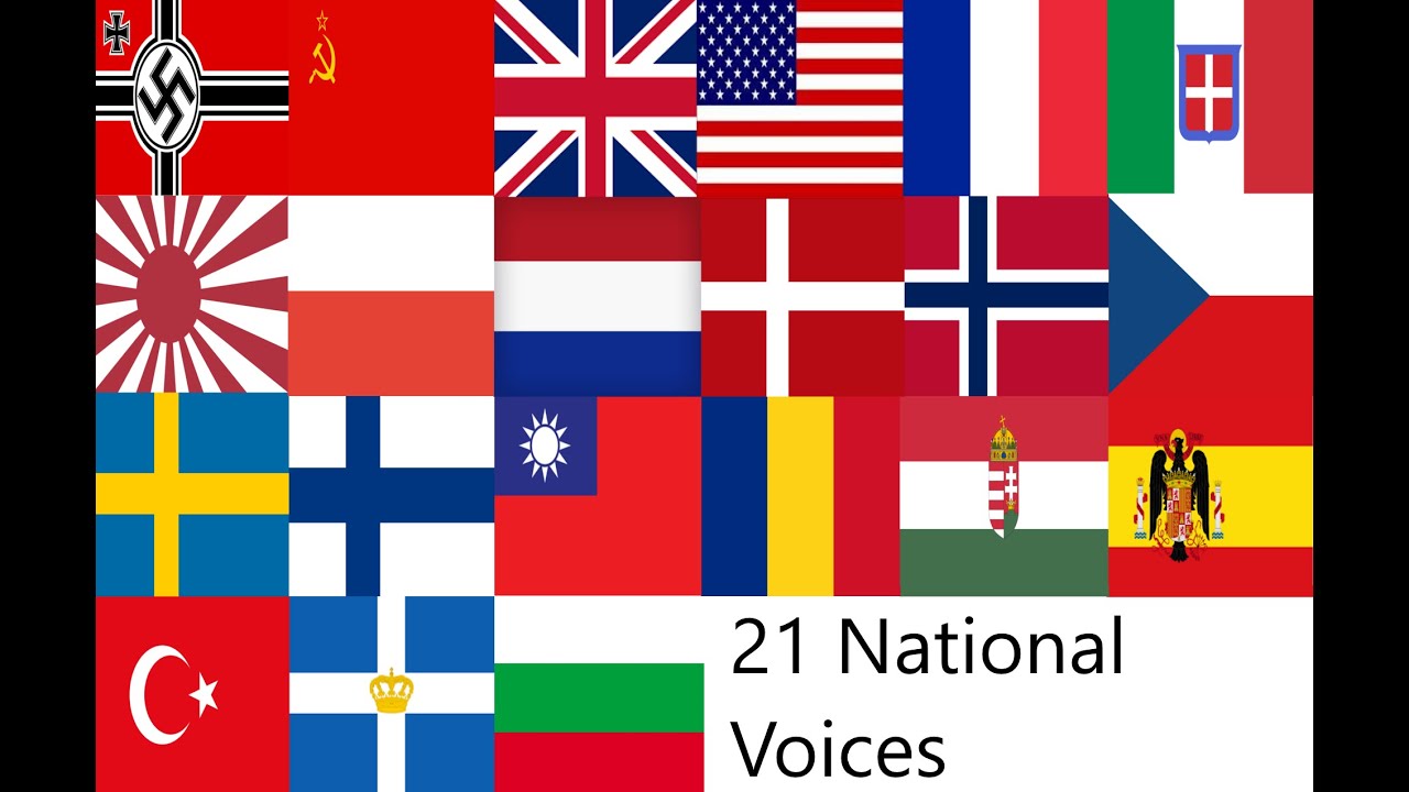 Hearts of Iron IV All National Voice Sounds With WW2 Footages of Nations