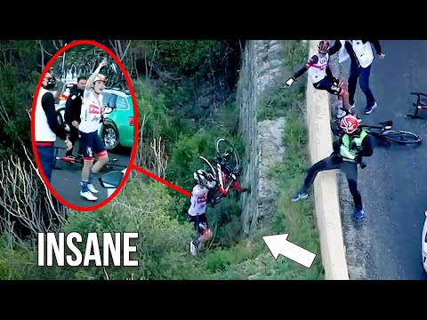 Pro Cyclist Crashes off Cliff..says "Bring me a Bike" | Volta a Catalunya 2022 Stage 2