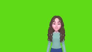 animated cartoon - green screen - girl talking - g
