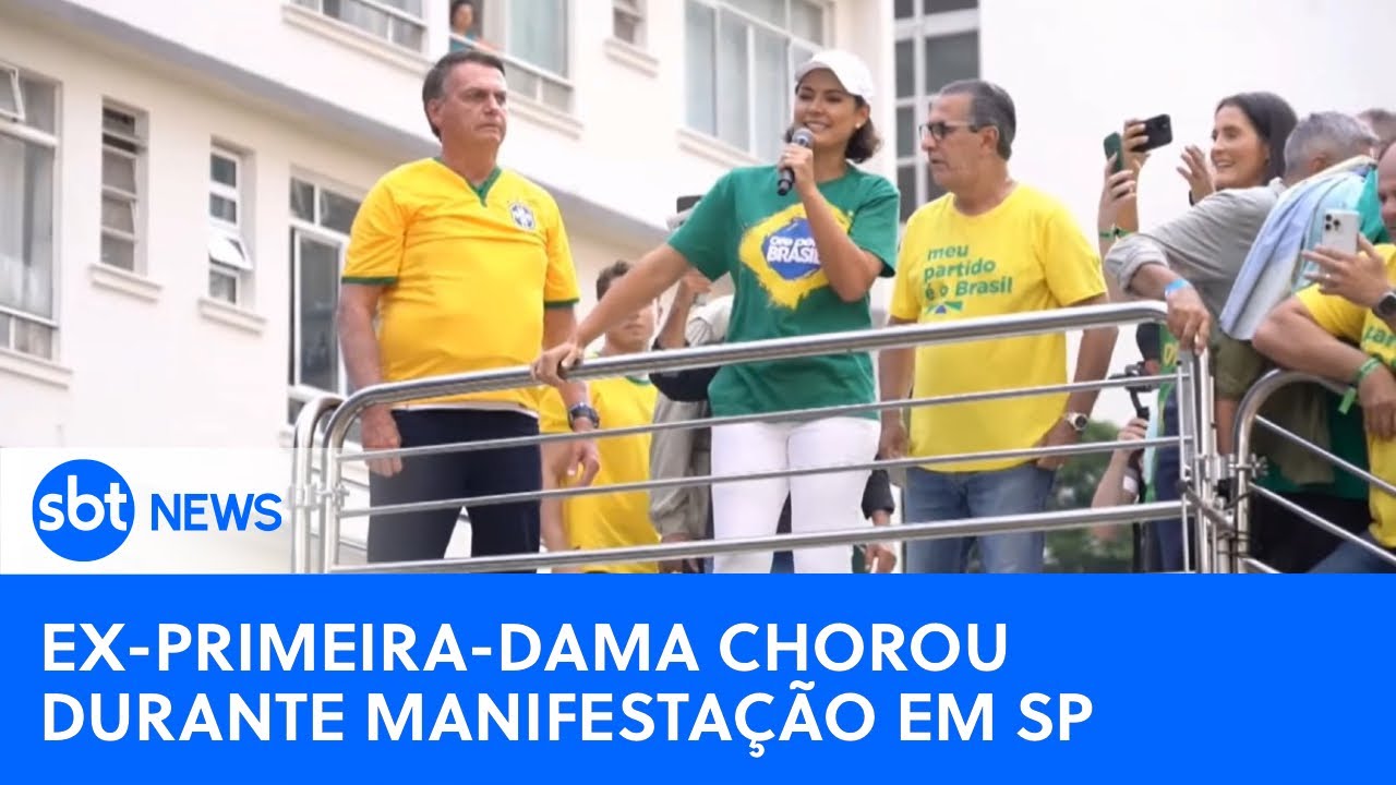 Michelle Bolsonaro discursa durante ato na Avenida Paulista