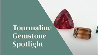 Pink Tourmaline & White Diamond 14k White Gold October Birthstone Band Ring 0.39ctw Related Video Thumbnail