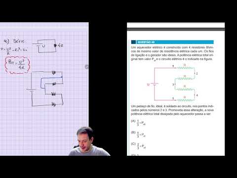 FAMEMA 2024 | Questão 40 | Resolução | Física | Um aquecedor elétrico é construído com 4 resistores