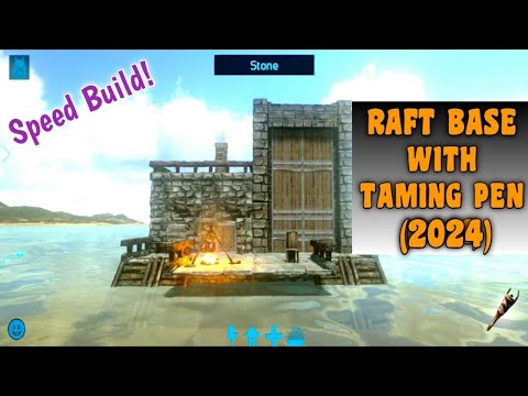 Ark Mobile Building Raft Base With Taming Pen | Trapping Sarco & Carno | 2024