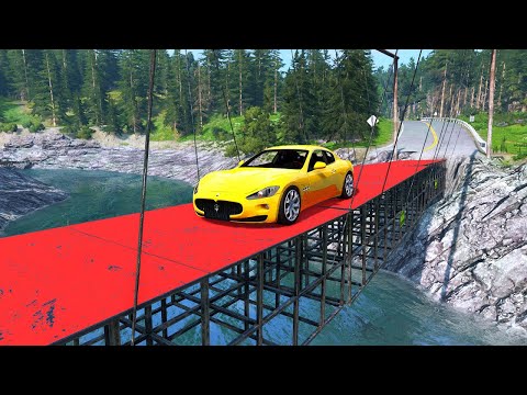 CARS VS SUSPENSION BRIDGE - BeamNG Drive