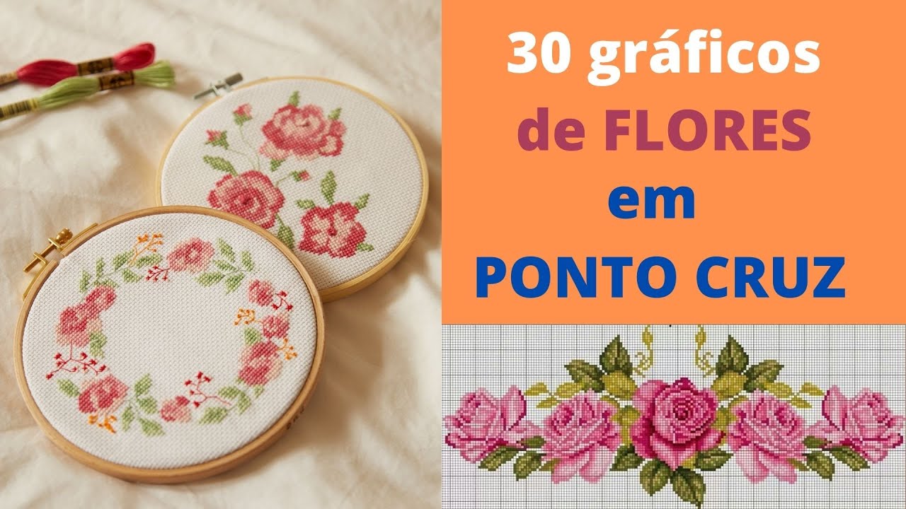 Gráficos de FLORES em ponto cruz bordado embroidery cross stitch
