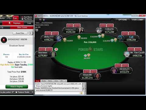 Replay |"mr. tim caum" Final table PokerStars High Roller Club: $1,050 Super Tuesday Nov 20, 2018