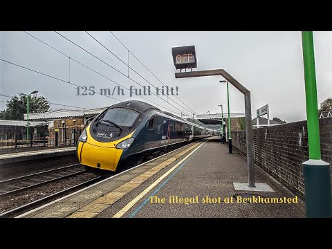 The AWC Pendolino at fúll tilt and full speed cuts through Berkhamsted! - Fly-by -