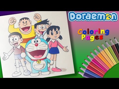 Nobita Shizuka Suneo Jaian Coloring Page. Draw and Coloring #Doraemon Cartoon #ForKids Video