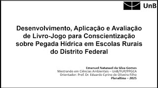 QUALIFICAÇÃO - Desenvolvimento, Aplicação e Avaliação de Livro-Jogo para Conscientização sobre PH