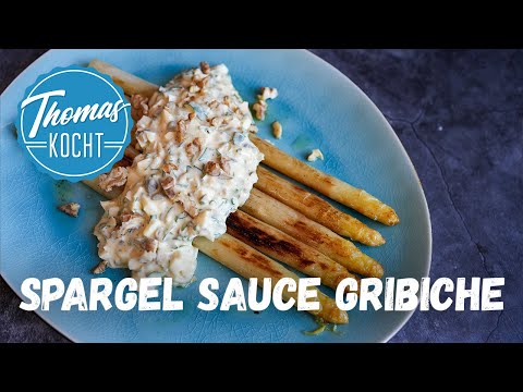 Spargel in der Pfanne zubereiten mit Sauce Gribiche