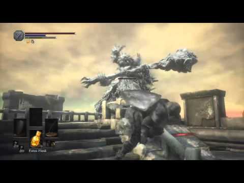 Dark Souls 3. Killing Big Rock Enemy. Old Wolf of Farron. Stray Demon.