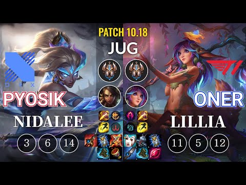 DRX Pyosik Nidalee vs T1 Oner Lillia Jungle - KR Patch 10.18