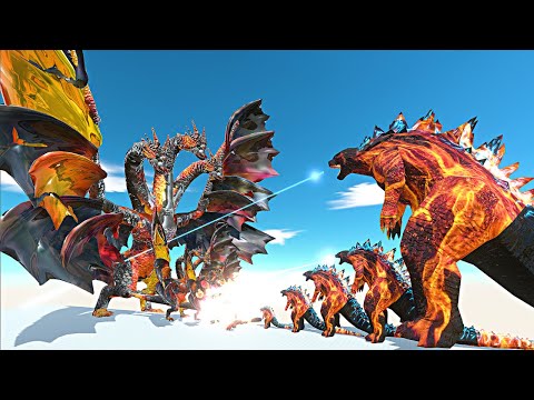 Volcano Arena | Growing Magma King Ghidorah vs Inferno Godzilla - Animal Revolt Battle Simulator