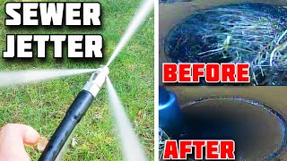 Sewer Jetting Tree Roots in Sewer Line - How to hydro jet them out!  - DIY Sewer Jetter