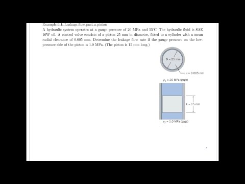 Example 6.1 - Leakage flow past a piston