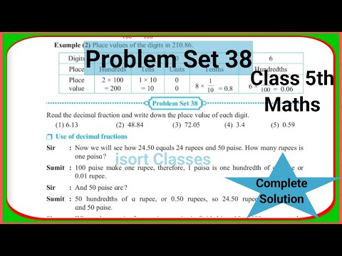 Problem set 38 Class 5th Maths | chapter 9 Decimal Fractions problem set 38
