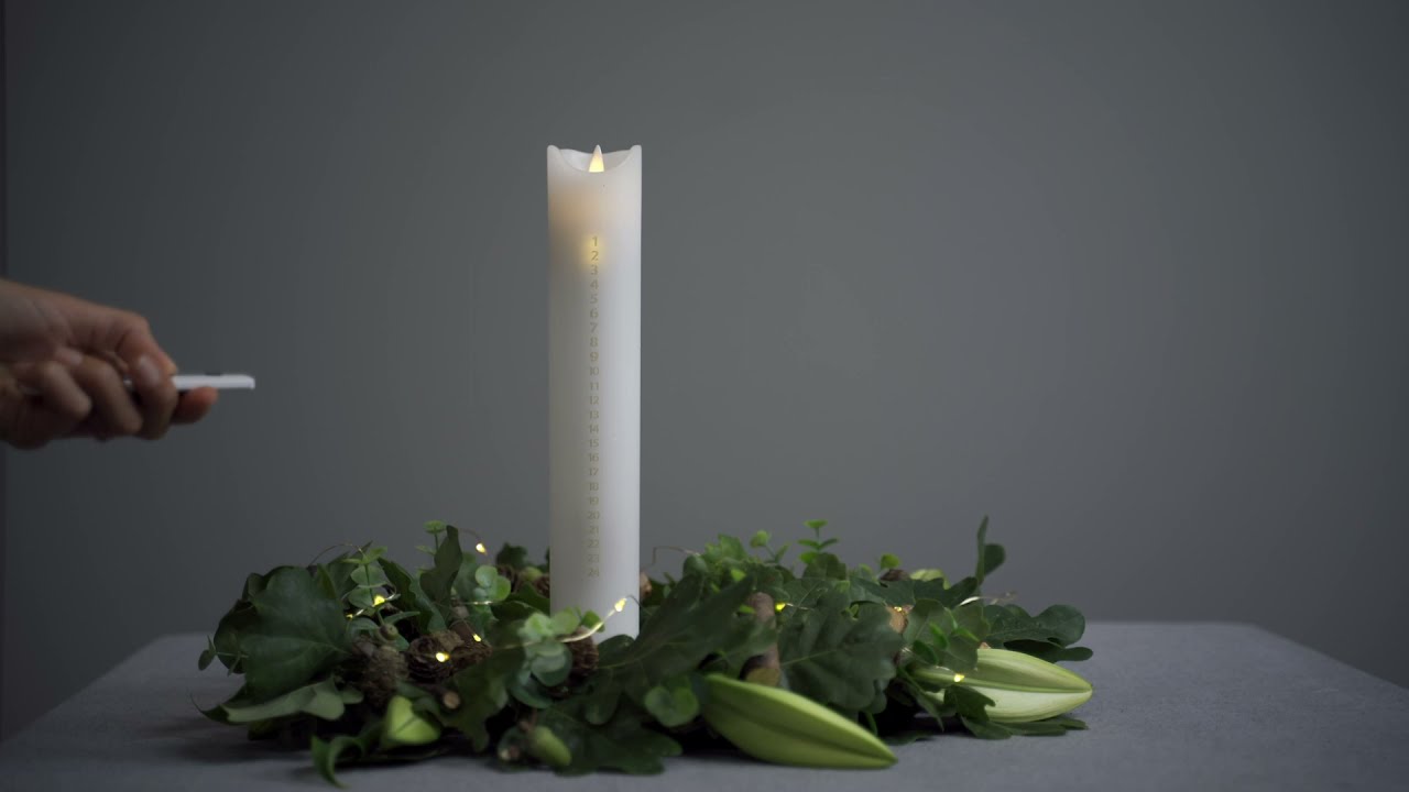 Sirius Bougie LED Calendrier de l'Avent Sara, Ø 5 x 29 cm, Argent/Blanc