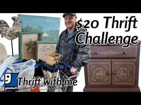 $20 Thrift Store Makeover Challenge - Thrift With Me - Goodwill Bins - Reselling