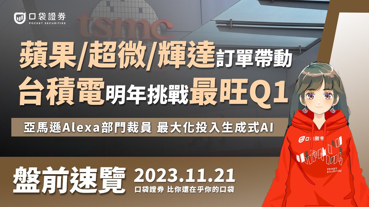 2023.11.21 星期二-蘋果/超微/輝達訂單帶動,台積電明年挑戰最旺Q1!亞馬遜Alexa部門裁員,最大化投入生成式AI!
