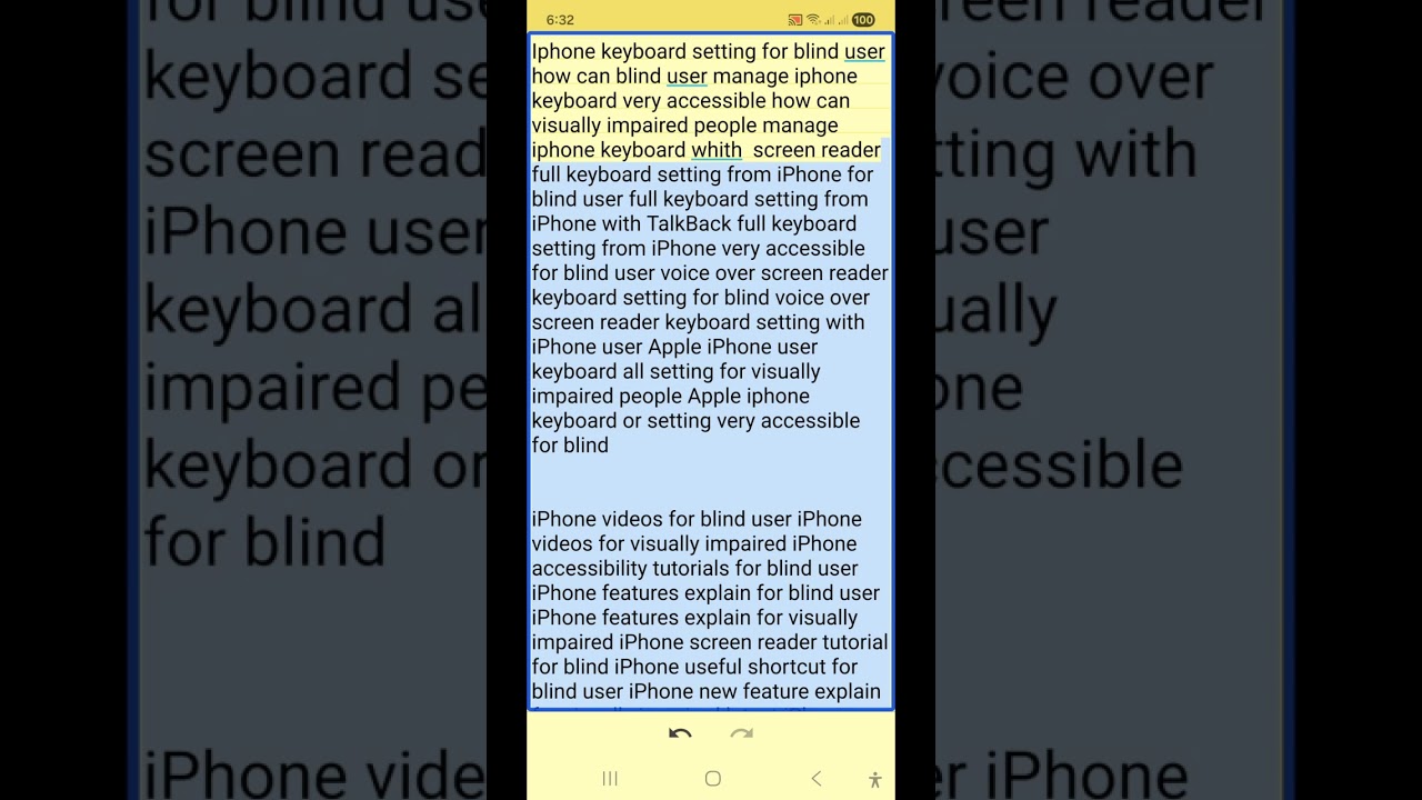 Latest keyboard setting using voice over for blind direct touch standard touch full detail keyboard 