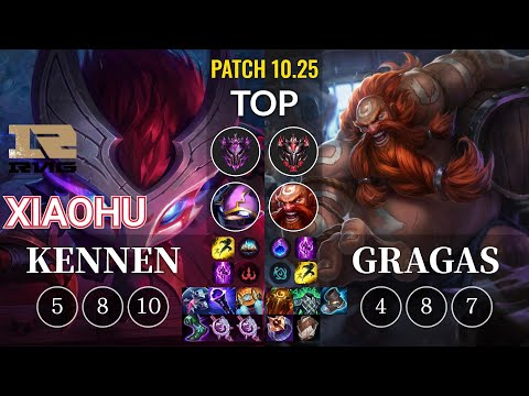 RNG Xiaohu Kennen vs Gragas Top - KR Patch 10.25