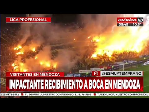 "¡Impresonante recibimiento a Boca en Mendoza!" Barra: La 12 • Club: Boca Juniors