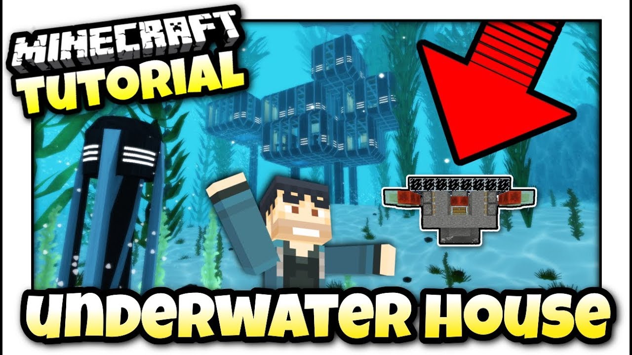 Minecraft Xbox - UNDERWATER HOUSE & WATERPROOF PISTON DOOR - Tutorial - MCPE / PS4 / PS3 / Switch