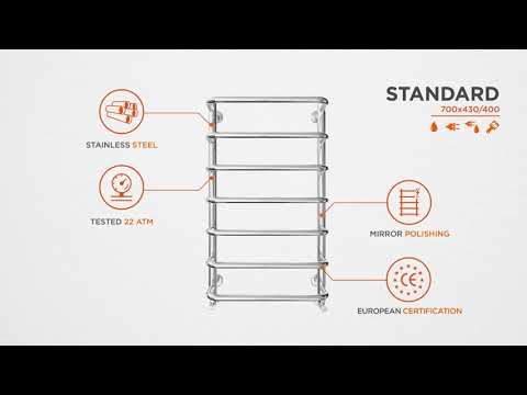 Водяной полотенцесушитель Mario Стандарт 1.1.0204.01.P (4820111350407, 700x430, хром/сатин/белый глянец/черный матовый/золото/бронза)