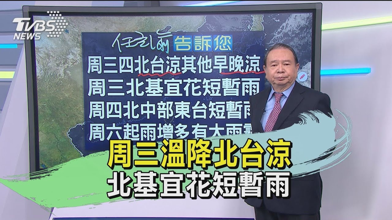 周三溫降北台涼 北基宜花短暫雨