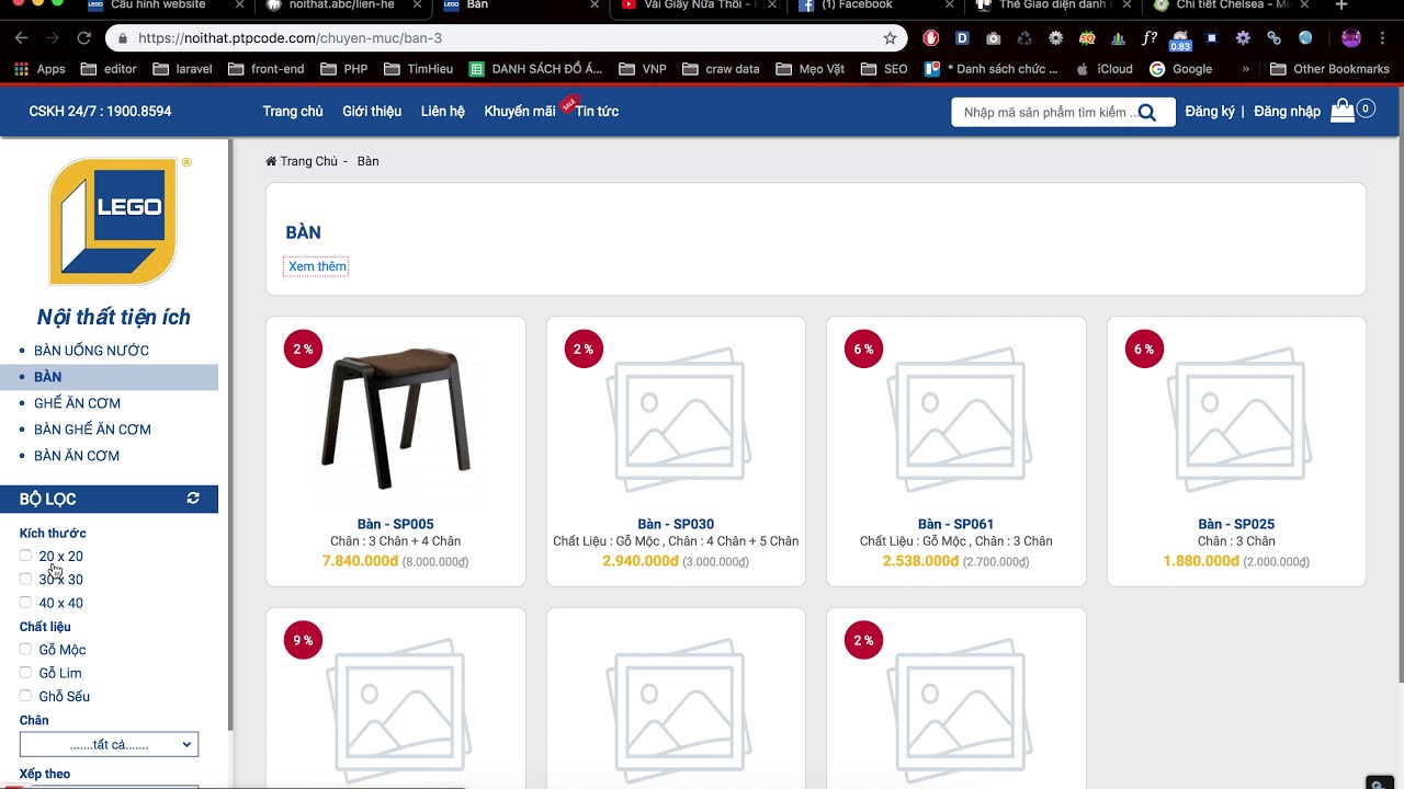 [Website nội thất] - Laravel - php - Xây dựng website bán hàng - Lọc sản phẩm