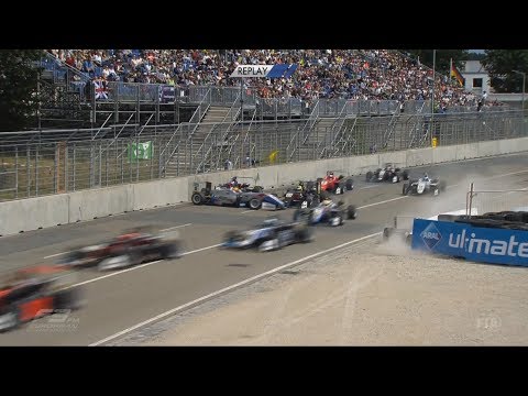FIA Formula 3 European Championship 2018. Race 3 Norisring. Start Multiple Crash
