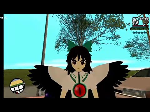 Okuu from the hit game Touhou 11 drives a car then commits murder