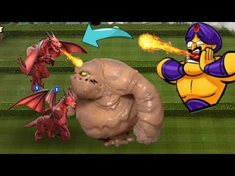 Castle crush - Monster Size Mud Elemental Vs Two Legendary Dragon Fight! - Castle crush Gameplay