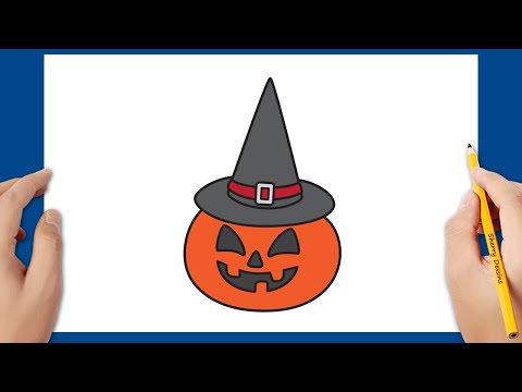 Halloween Dessin: Comment dessiner une citrouille d'Halloween avec un chapeau de sorcière