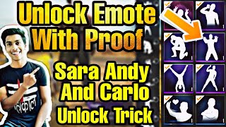 Unlock Emote in PUBG Mobile | Unlock Sara Andy And Carlo Emotes Best Trick Ever | PUBG Emote Unlock