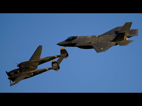F-35 and P-38 Lightning Heritage Flight at California Capital Airshow 2018