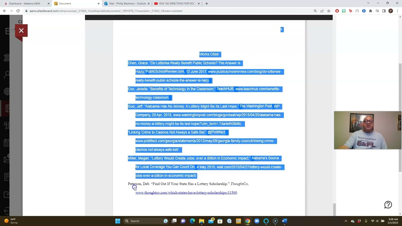 ENG 102 SAMPLE DOCUMENTE OUTLINE