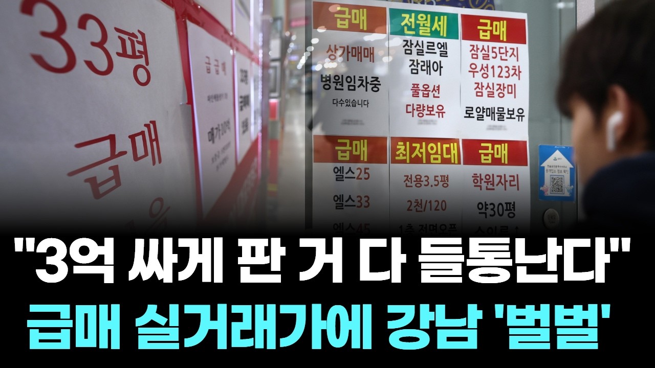 "3억 싸게 판 거 다 들통난다"…급매 실거래가에 강남 '벌벌'