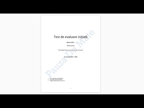 Test evaluare initiala clasa a XII-a - Tehnologic - Model Pauza de Mate