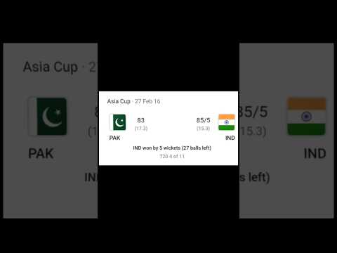 ASIA CUP 2016 || 27 FAB 2016 || IND VS PAK || #cricket #trending #viralvideo #shortsfeed #shorts#