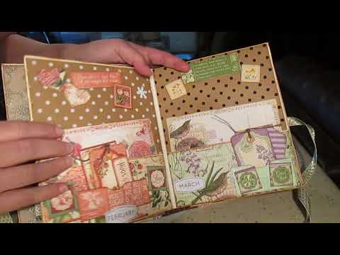 Scrapbooking calendar mini album: using "Time to Flourish" left over cut-outs with other scraps.