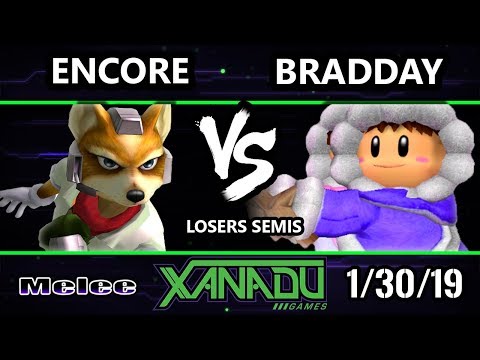 S@X 287 SSBM - Encore (Fox) Vs. Bradday (Ice Climbers)  - Smash Melee Losers Semis