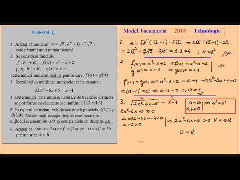 Model oficial de bacalaureat 2018 la Matematica, Tehnologic