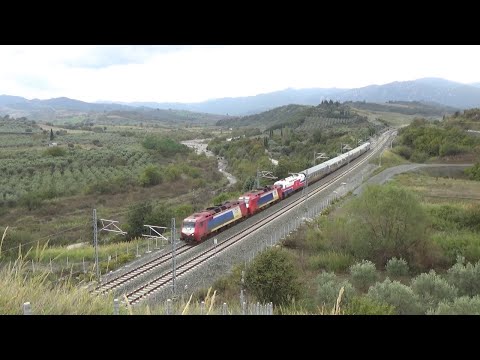 Trains in central Greece, new and old mainline from Tithorea to Lianokladi